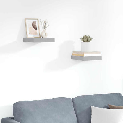 Prateleiras de parede suspensas 2 pcs 23x23,5x3,8cm MDF cinza