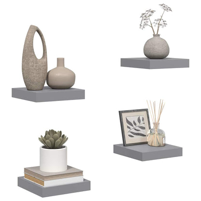 Prateleiras de parede suspensas 4 pcs 23x23,5x3,8cm MDF cinza