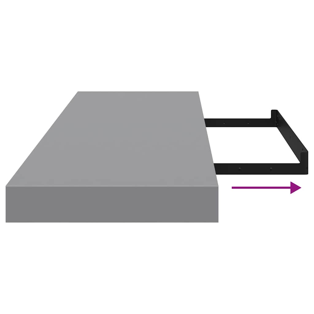 Prateleiras parede suspensas 2 pcs 80x23,5x3,8cm MDF cinzento