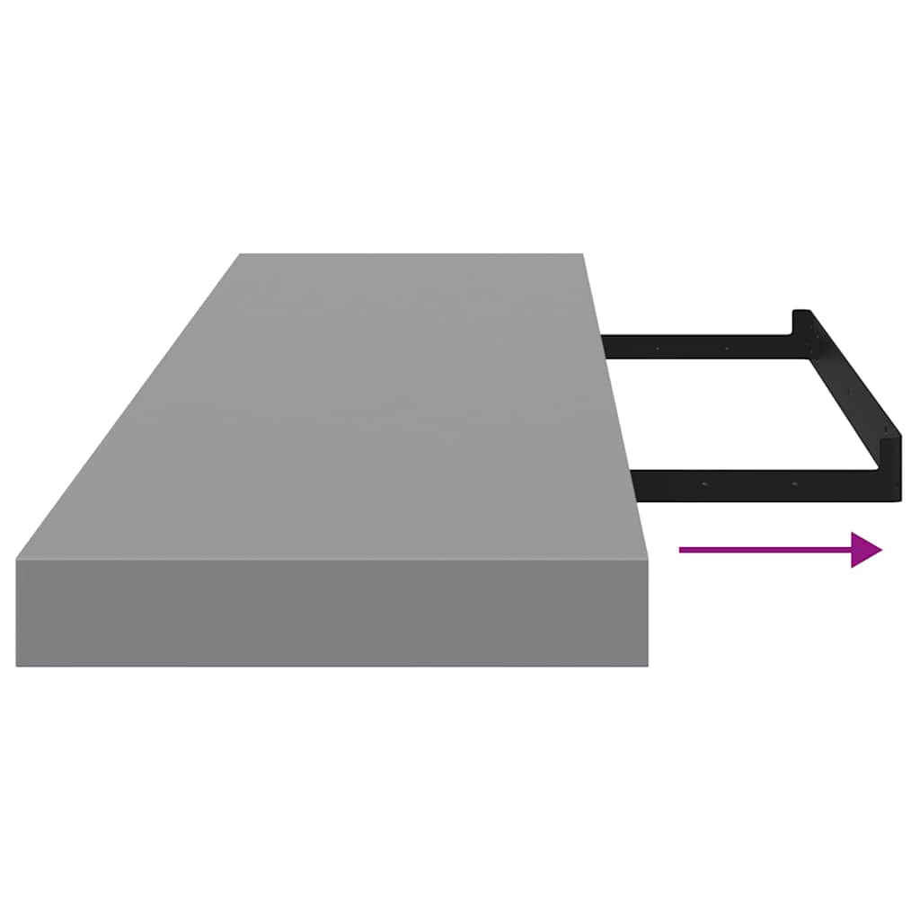 Prateleira de parede suspensa 90x23,5x3,8 cm MDF cinzento