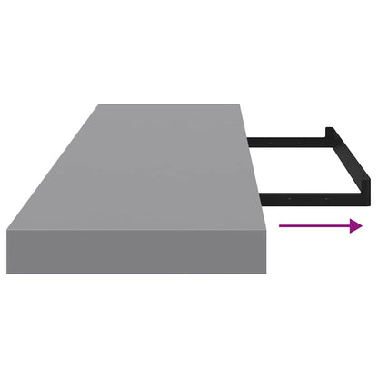 Prateleira de parede suspensa 90x23,5x3,8 cm MDF cinzento