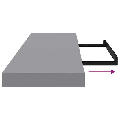 Prateleiras parede suspensas 2 pcs 90x23,5x3,8cm MDF cinzento