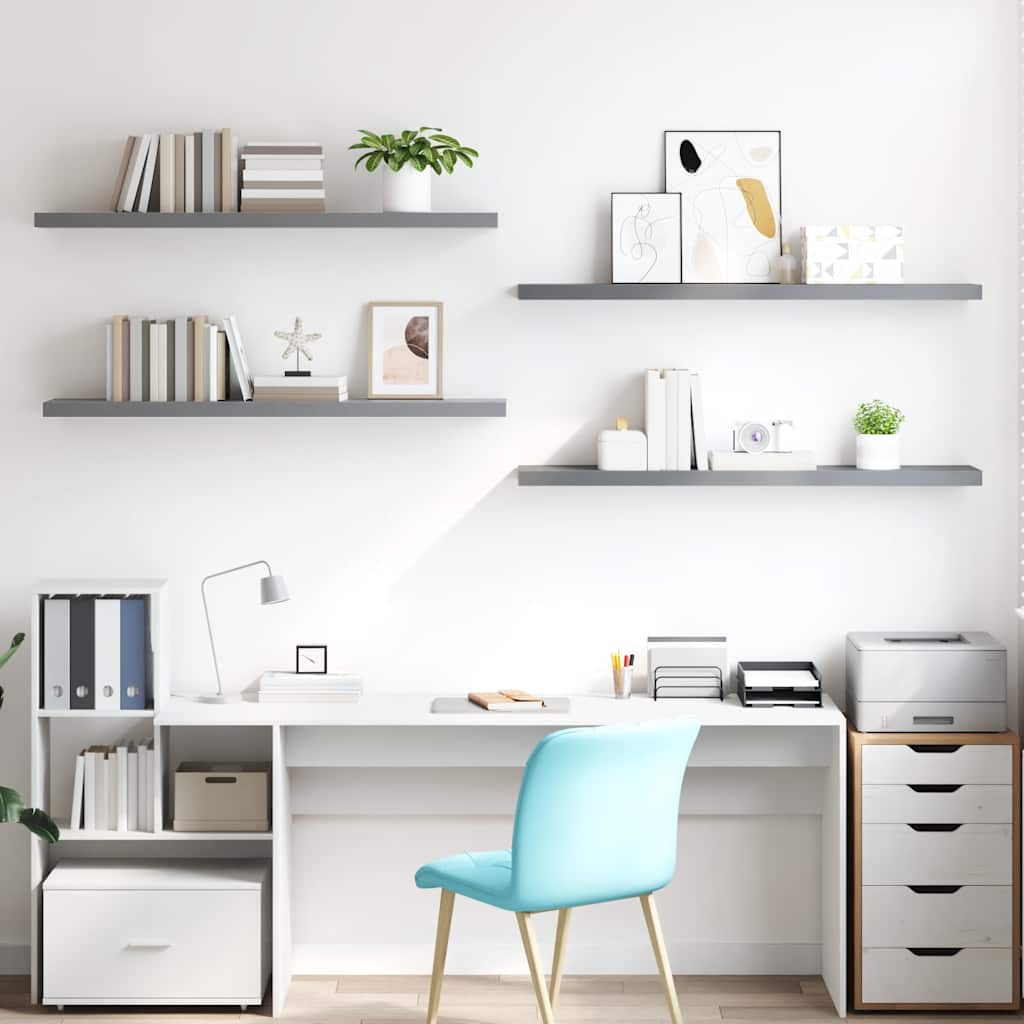 Prateleiras de parede suspensas 4 pcs 120x23,5x3,8cm MDF cinza