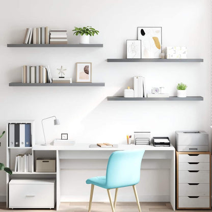 Prateleiras de parede suspensas 4 pcs 120x23,5x3,8cm MDF cinza