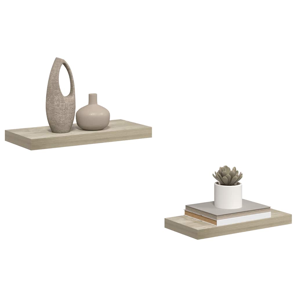 Prateleiras de parede suspensas 2 pcs 50x23x3,8cm MDF carvalho