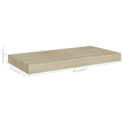 Prateleiras de parede suspensas 2 pcs 50x23x3,8cm MDF carvalho