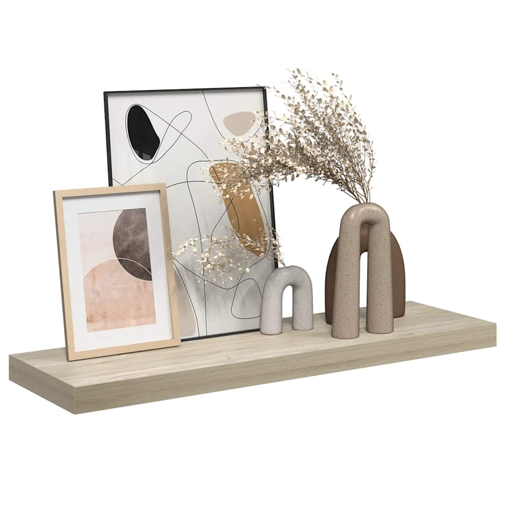 Prateleira de parede suspensa 80x23,5x3,8 cm MDF cor carvalho