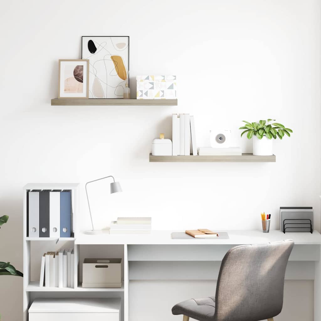 Prateleiras parede suspensas 2 pcs 80x23,5x3,8cm MDF carvalho