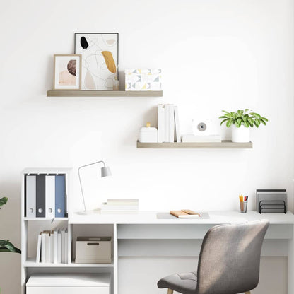 Prateleiras parede suspensas 2 pcs 80x23,5x3,8cm MDF carvalho