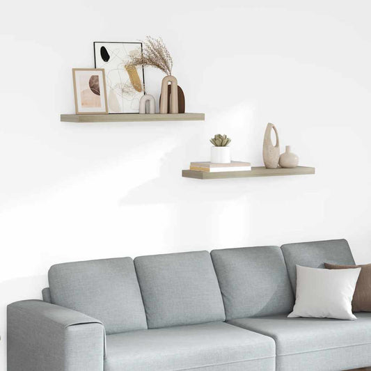 Prateleiras parede suspensas 2 pcs 80x23,5x3,8cm MDF carvalho