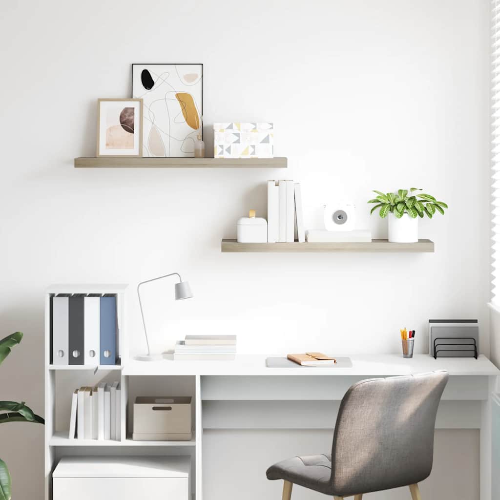 Prateleiras parede suspensas 2 pcs 90x23,5x3,8cm MDF carvalho