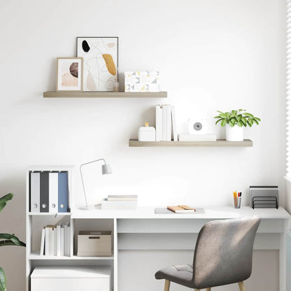 Prateleiras parede suspensas 2 pcs 90x23,5x3,8cm MDF carvalho