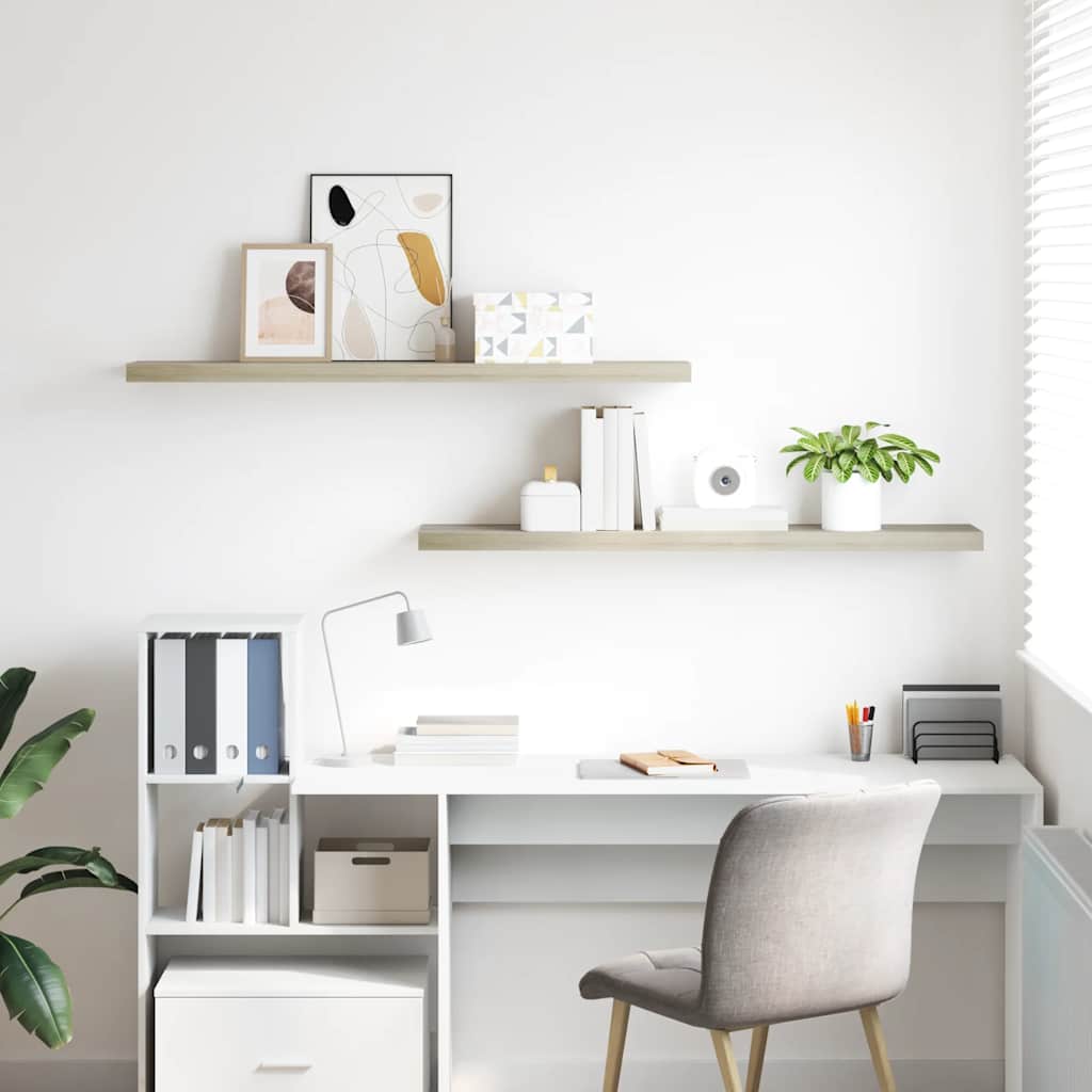 Prateleiras parede suspensas 2 pcs 120x23,5x3,8cm MDF carvalho