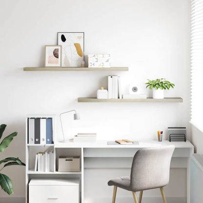 Prateleiras parede suspensas 2 pcs 120x23,5x3,8cm MDF carvalho