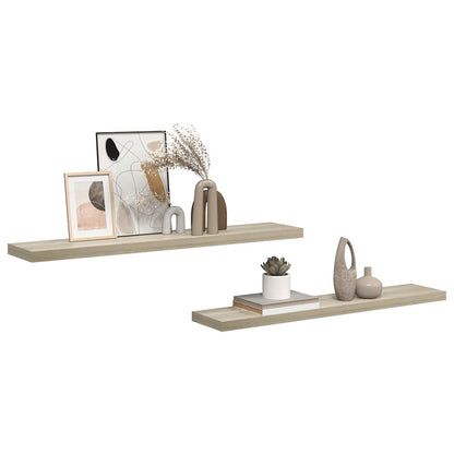 Prateleiras parede suspensas 2 pcs 120x23,5x3,8cm MDF carvalho