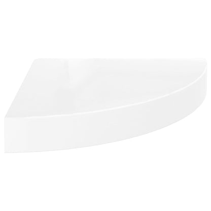 Prateleiras de canto flutuantes 4 peças branco alto brilho 25x25x3,8 cm MDF