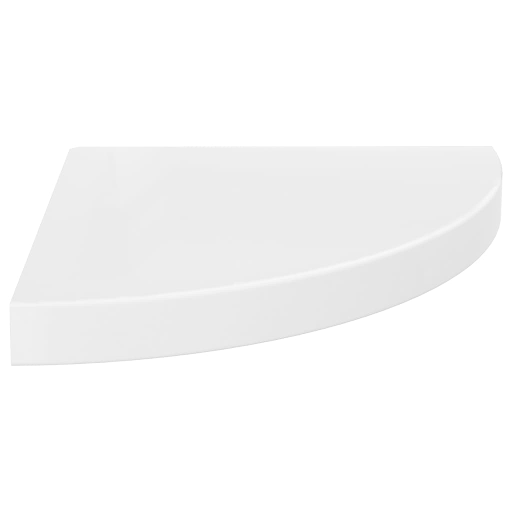 Prateleiras canto suspensas 4 pcs 35x35x3,8cm MDF branco brilh.