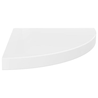 Prateleiras canto suspensas 4 pcs 35x35x3,8cm MDF branco brilh.