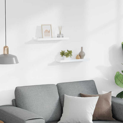 Unidade de prateleiras com rebordo 2 pcs 40x9x3 cm MDF branco