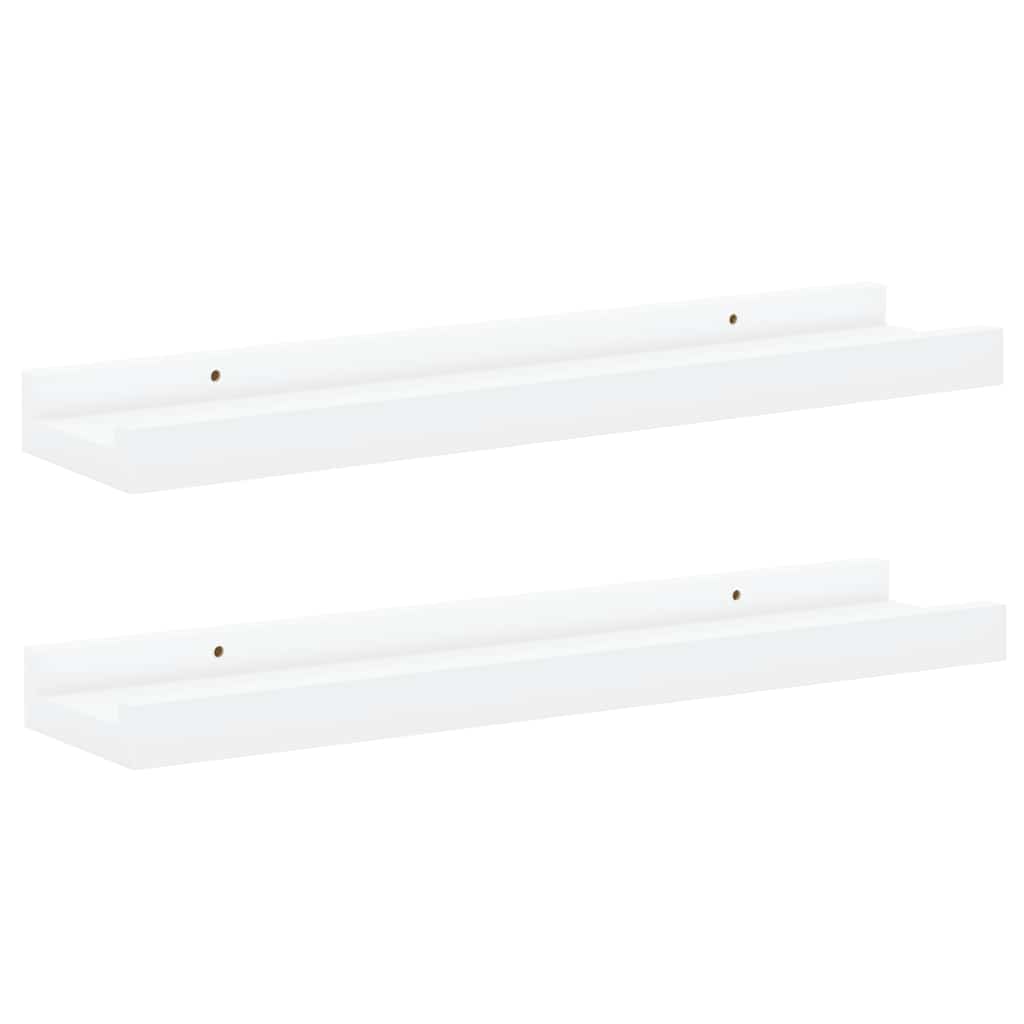 Unidade de prateleiras com rebordo 2 pcs 40x9x3 cm MDF branco