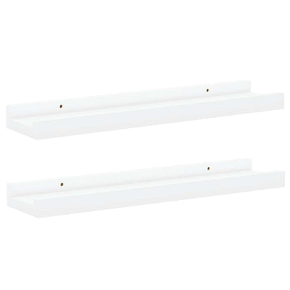 Unidade de prateleiras com rebordo 2 pcs 40x9x3 cm MDF branco