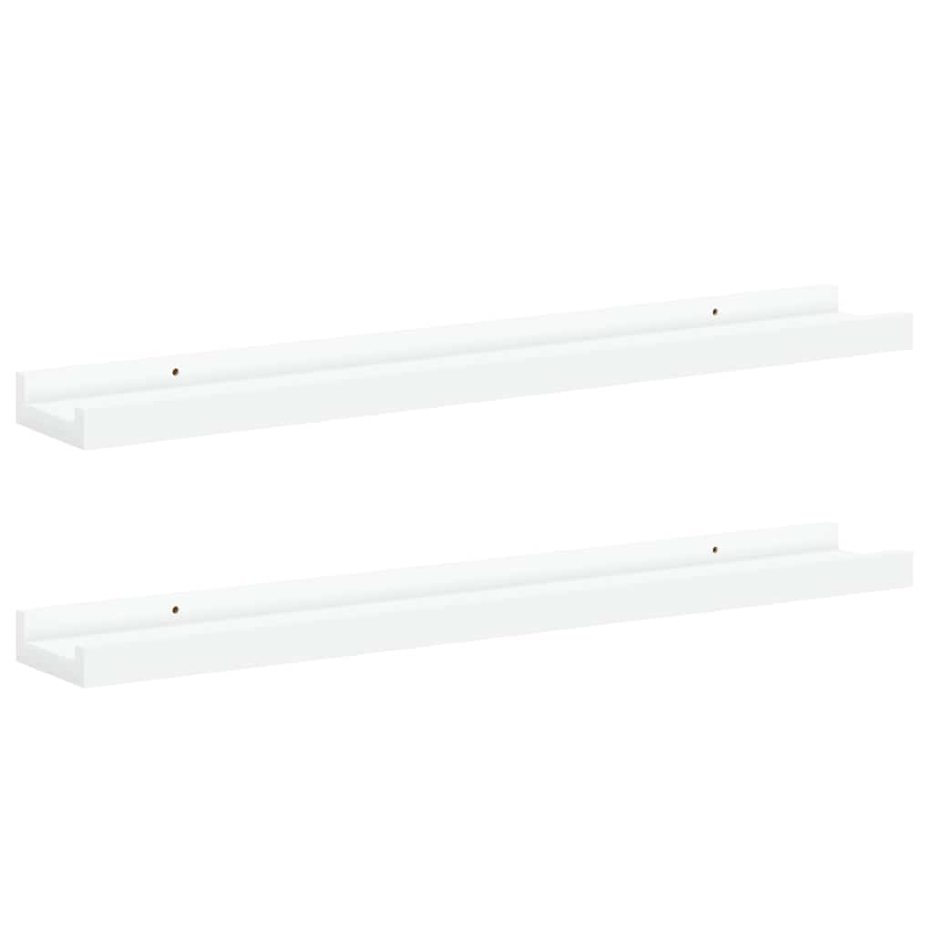 Unidade de prateleiras com rebordo 2 pcs 60x9x3 cm MDF branco