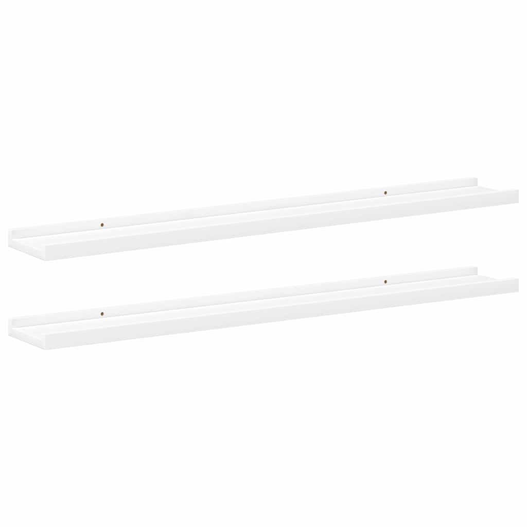 Unidade de prateleiras com rebordo 2 pcs 80x9x3 cm MDF branco