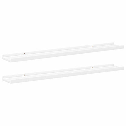 Unidade de prateleiras com rebordo 2 pcs 80x9x3 cm MDF branco