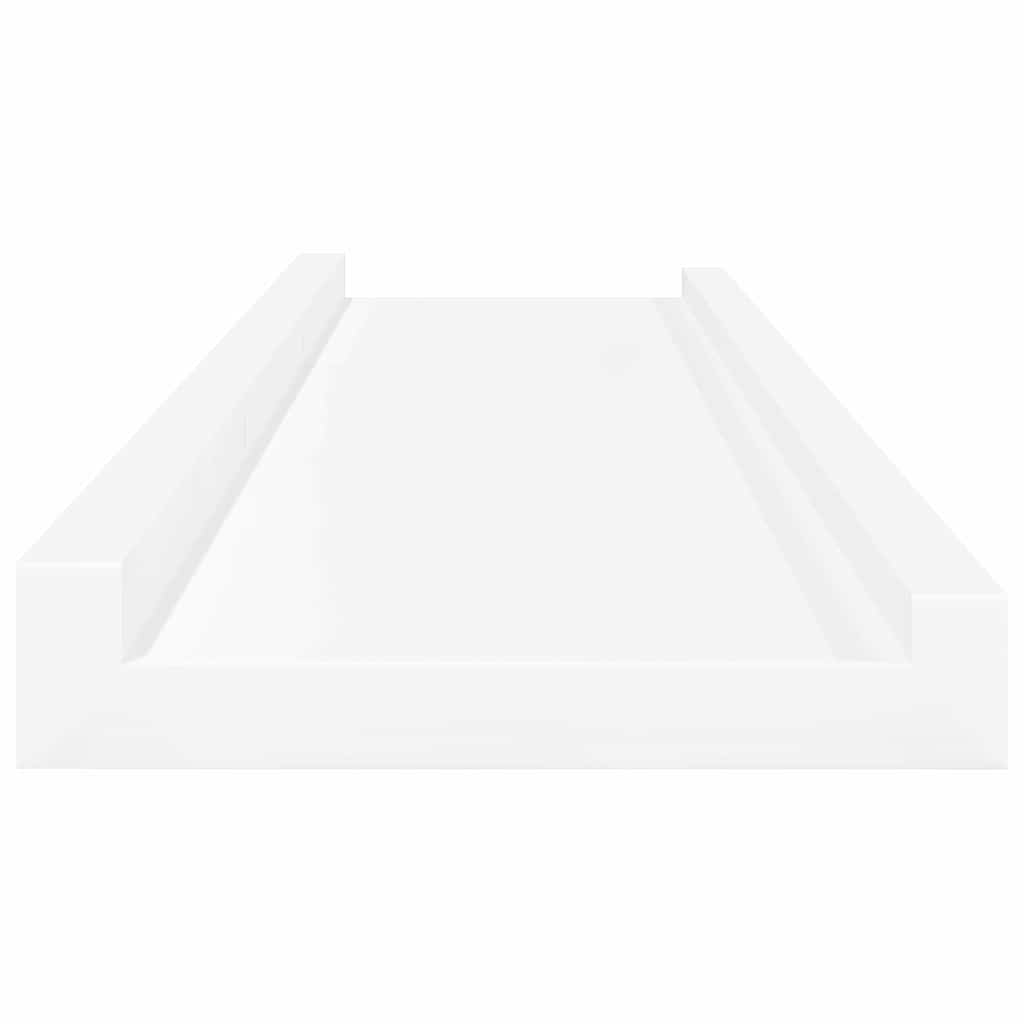 Unidade de prateleiras com rebordo 2 pcs 80x9x3 cm MDF branco