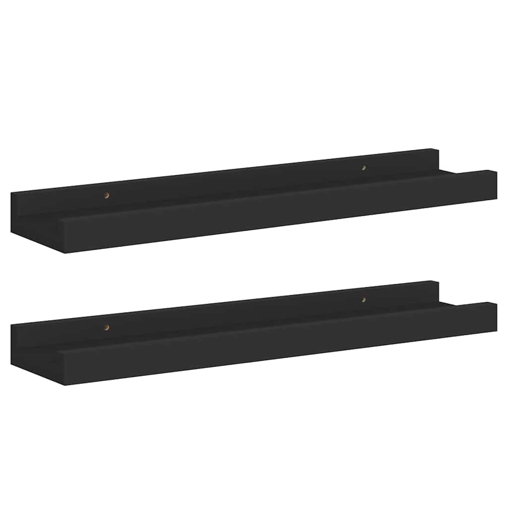 Unidade de prateleiras com rebordo 2 pcs 40x9x3 cm MDF preto