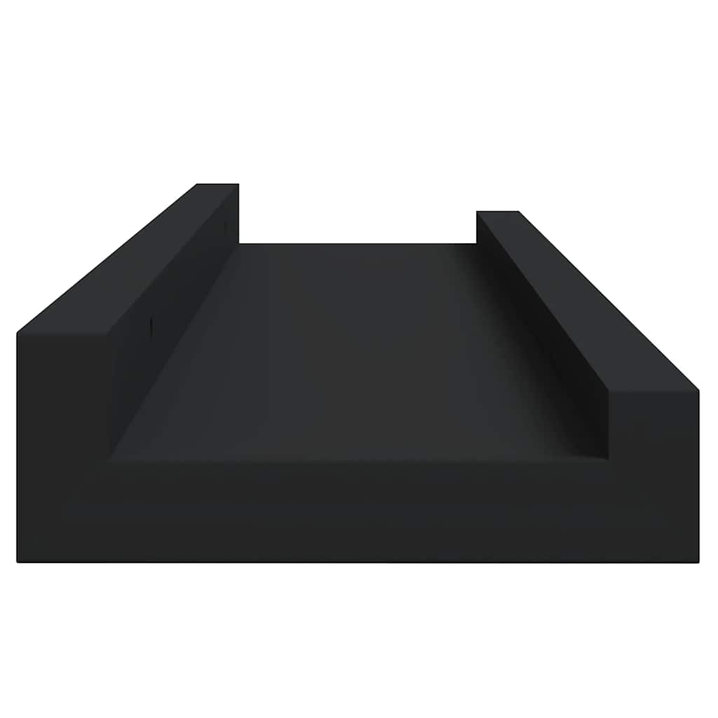 Unidade de prateleiras com rebordo 2 pcs 40x9x3 cm MDF preto