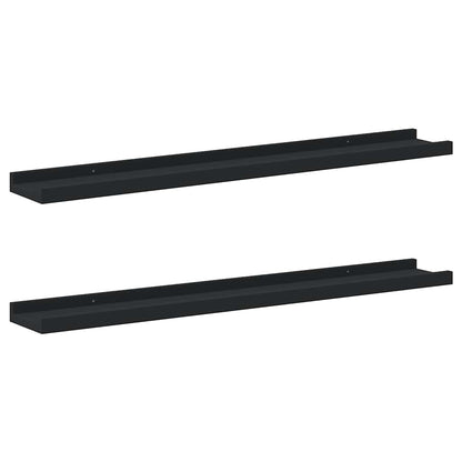 Unidade de prateleiras com rebordo 2 pcs 80x9x3 cm MDF preto