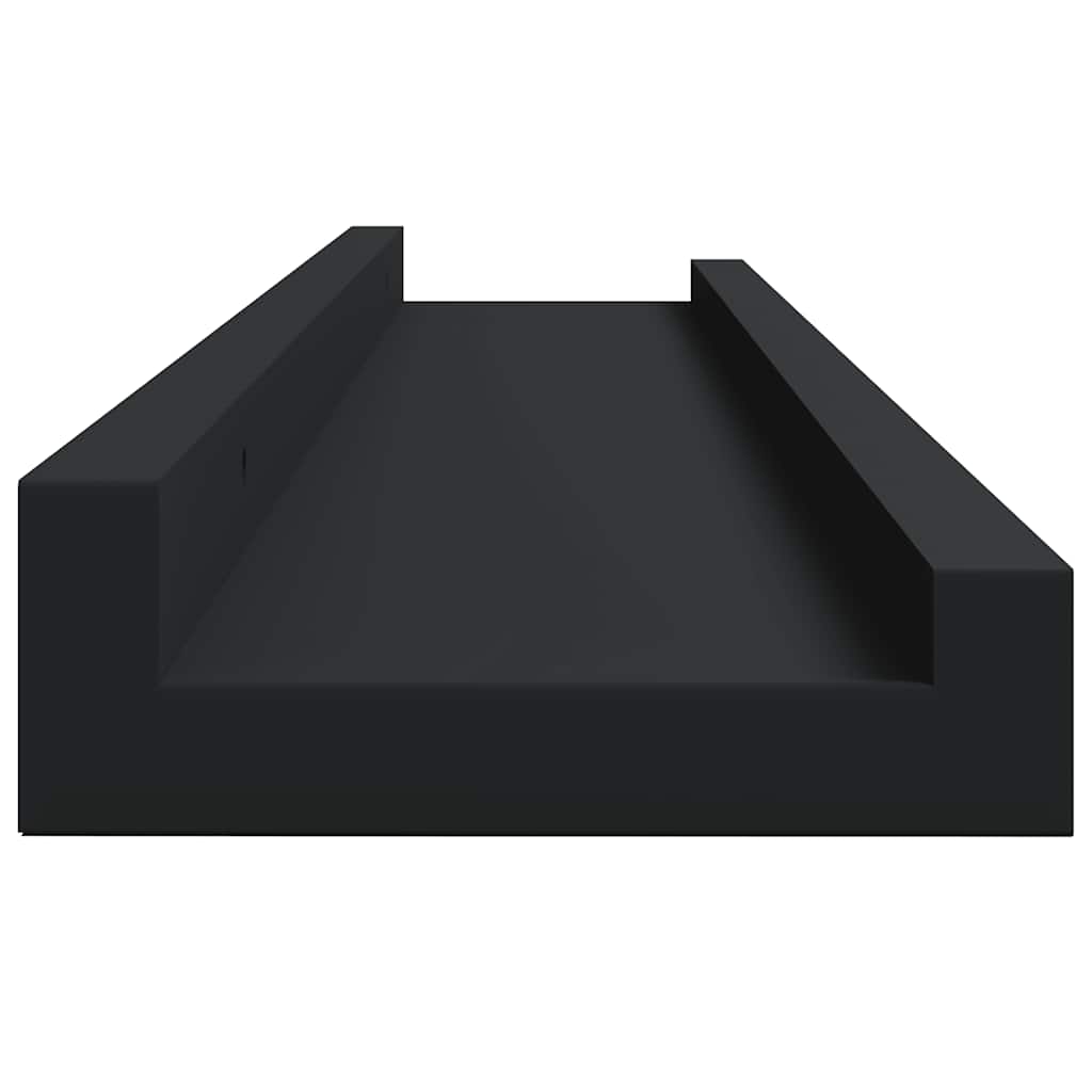 Unidade de prateleiras com rebordo 2 pcs 80x9x3 cm MDF preto