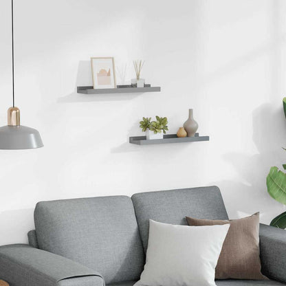 Unidade de prateleiras com rebordo 2 pcs 40x9x3 cm MDF cinzento