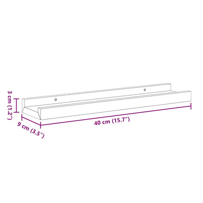 Unidade de prateleiras com rebordo 2 pcs 40x9x3 cm MDF cinzento