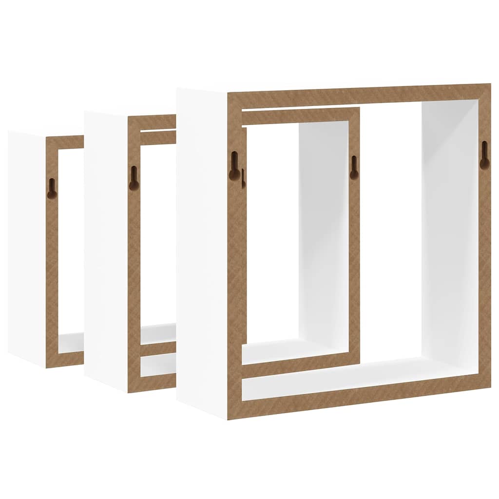 Prateleiras de parede em forma de cubo 3 pcs MDF branco