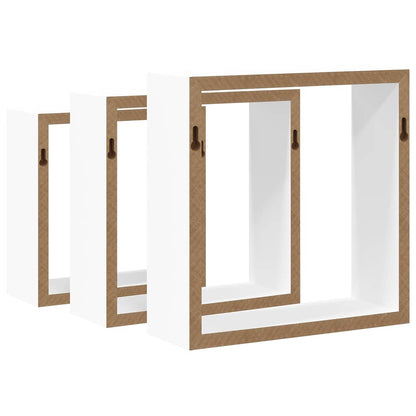 Prateleiras de parede em forma de cubo 3 pcs MDF branco