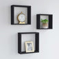 Prateleiras de parede em forma de cubo 3 pcs MDF preto