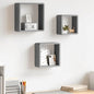 Prateleiras de parede em forma de cubo 3 pcs MDF cinzento