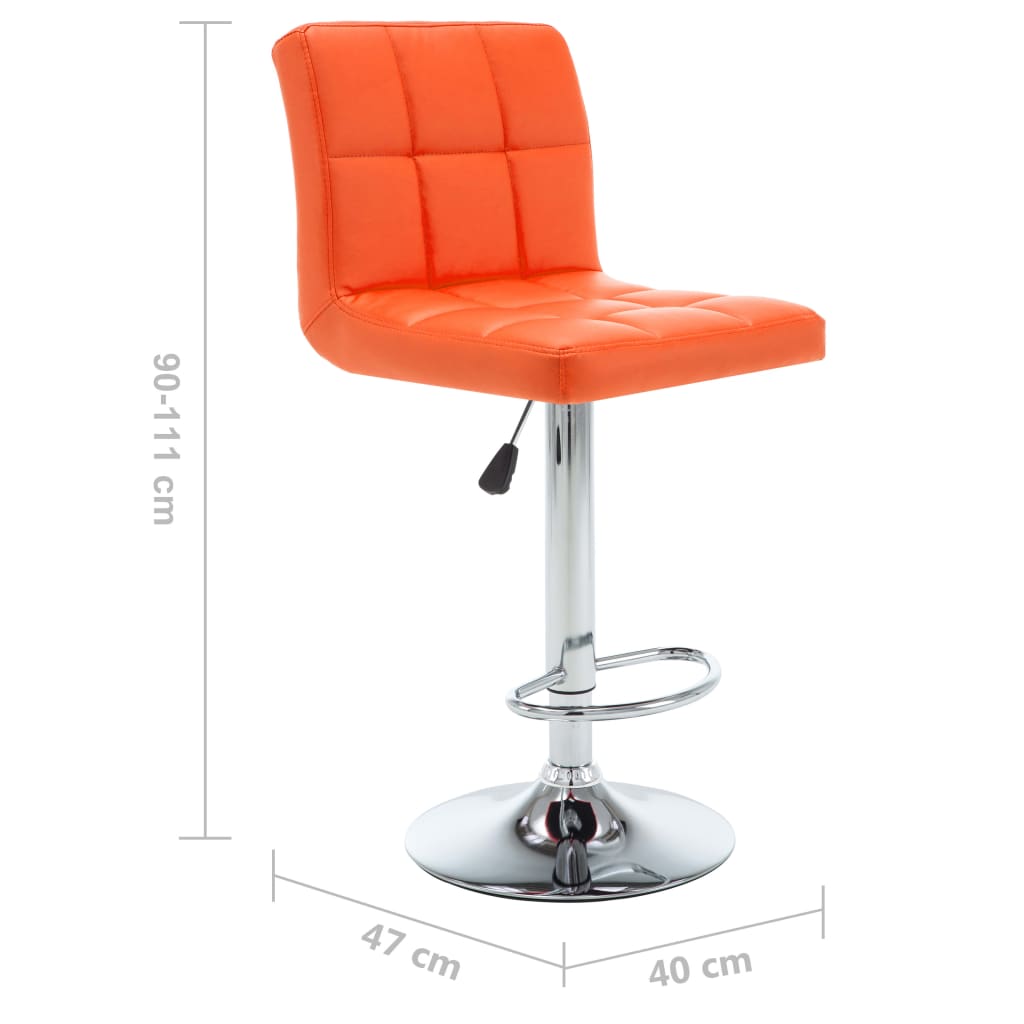 Bancos de bar 2 pcs couro artificial laranja