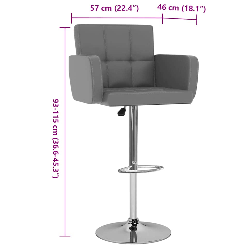 Bancos de bar 2 pcs couro artificial cinzento