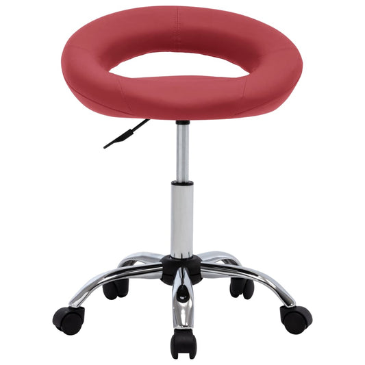 Cadeira de trabalho com rodas couro artificial vermelho tinto