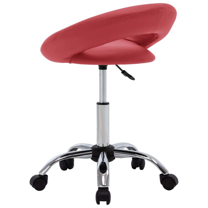 Cadeira de trabalho com rodas couro artificial vermelho tinto