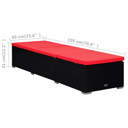 Espreguiçadeira com almofadão e mesa de centro vime PE vermelho