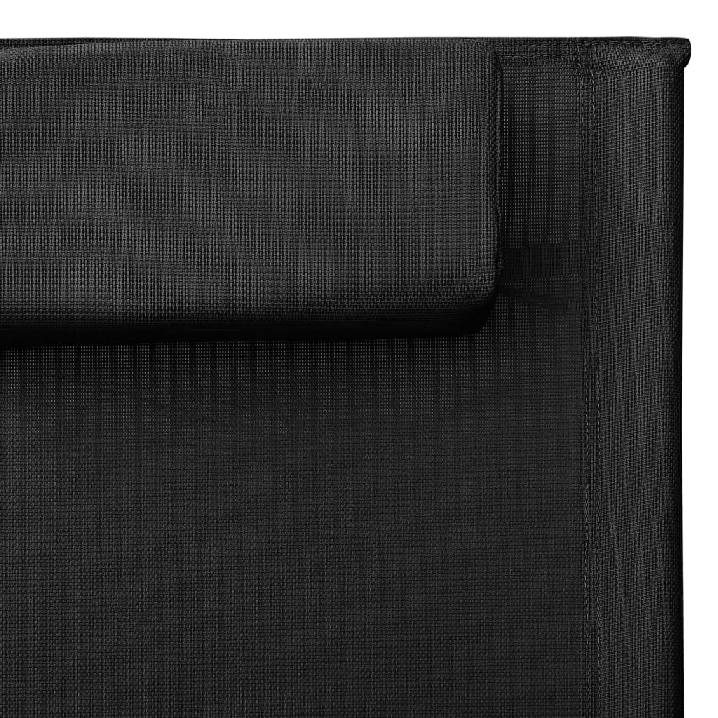 Espreguiçadeira textilene preto e cinzento