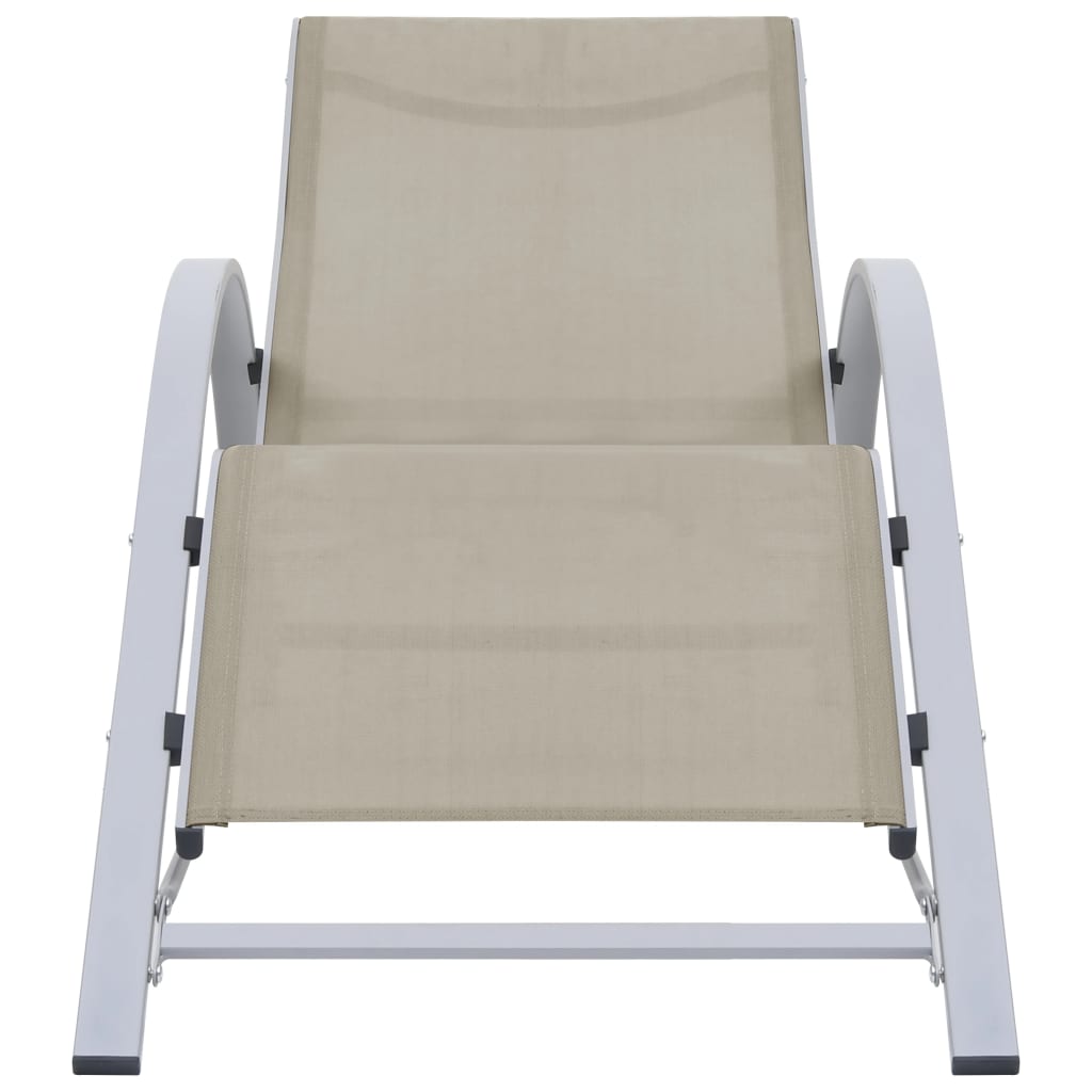 Espreguiçadeiras com mesa 2 pcs alumínio cor creme