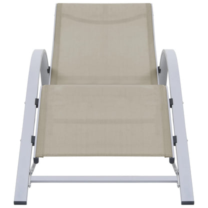 Espreguiçadeiras com mesa 2 pcs alumínio cor creme