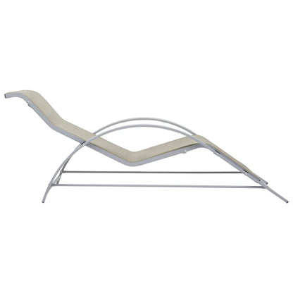 Espreguiçadeiras com mesa 2 pcs alumínio cor creme
