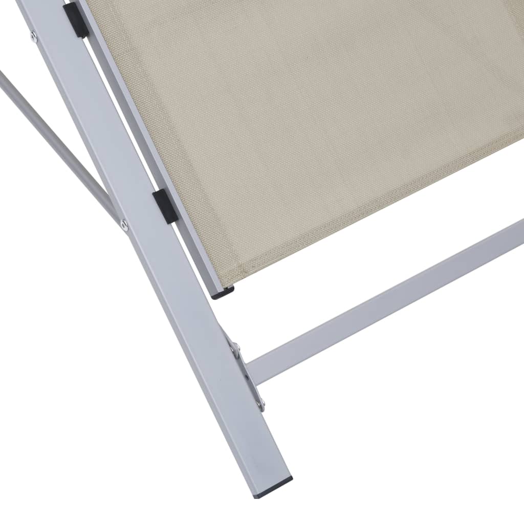 Espreguiçadeiras com mesa 2 pcs alumínio cor creme