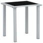 Mesa de jardim 41x41x45 cm aço prateado e vidro preto